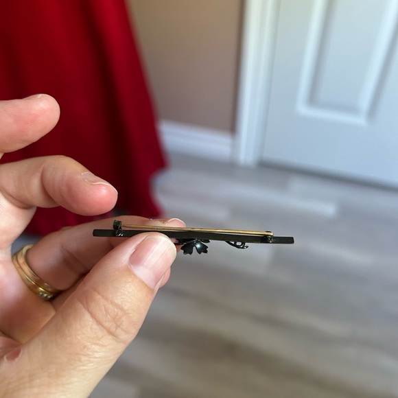 4/$50 vintage 1900 minimalist Black Floral bar brooch Pin 💚 - Picture 8 of 9